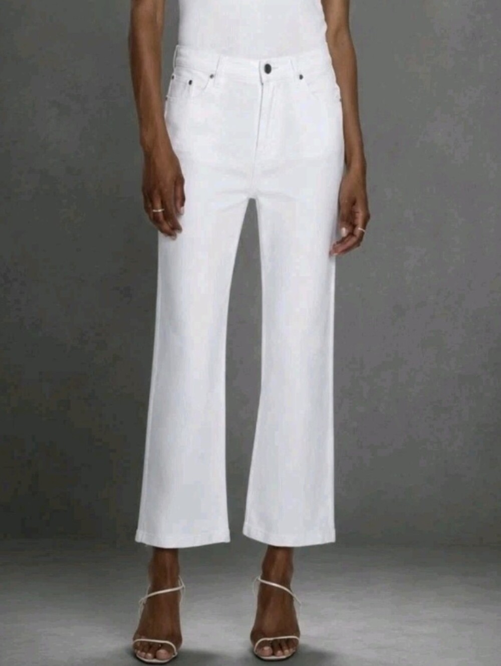 Pistola Lennon High Rise Crop Bootcut White Jeans Stretch Denim Women's Sz 29